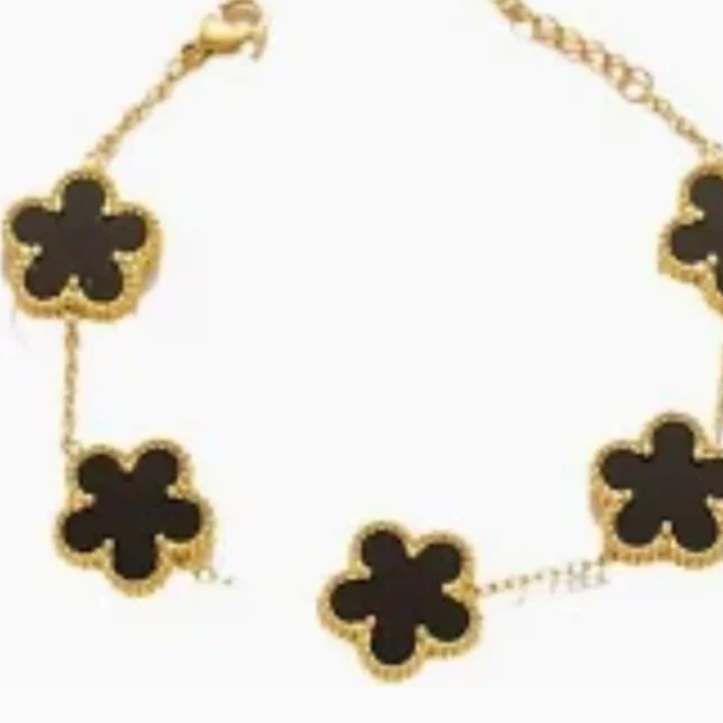 Four Leaf Clover Gold Faux Fashion Bracelet Luxury Four Leaf Clover Nwot Black